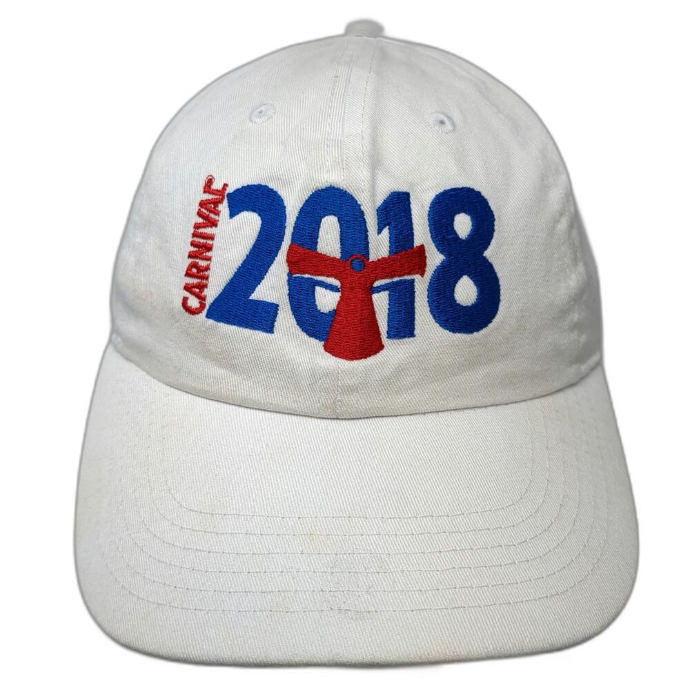 Newhattan Baseball Cap White One Size Carnival Cruise Line 2018 Logo Strap Hat